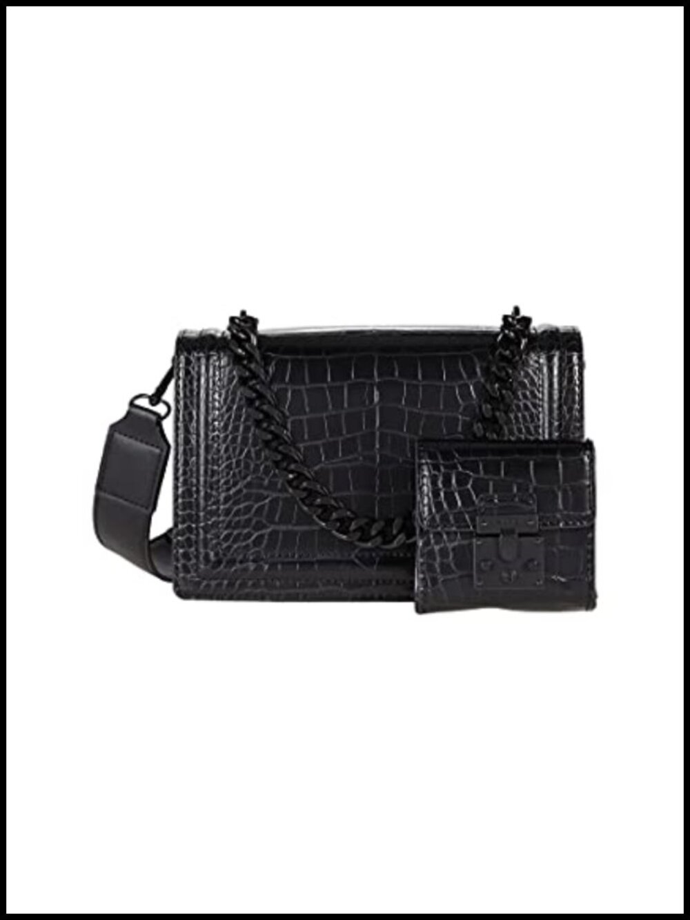 Synthetic Crossbody Shoulder Bag Compact 2 Compartments Day to Night
